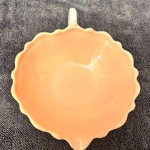 Vintage Anchor Hocking White Vitrock and Peach Oyster and Pearl Nappy Bowl
